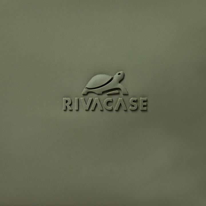 Actual product image Rivacase Rolltop Eco Waterproof RPET PU Leather Backpack for Men and Women, Olive Green (17 l)