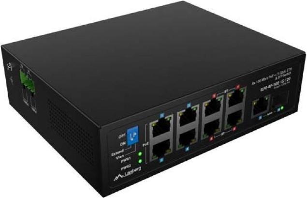 Lanberg switch light industrial POE 4xBT 4xAT SFP+ETH DIN niezarządzalny fast ethernet (8 ports)