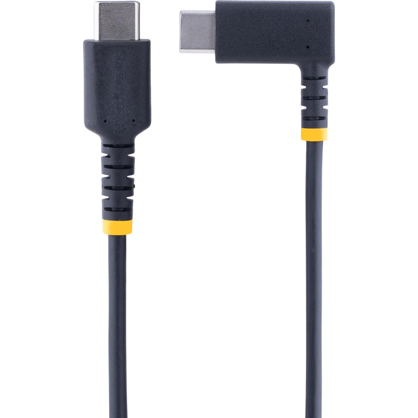 Thumbnail - StarTech com 3ft (1m) USB C Charging Cable Right Angle - 60W PD 3A - Heavy Duty Fast Charge USB-C Ca (1 m, USB 2.0), USB...