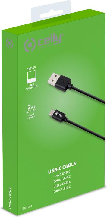Produktbild Celly USB-C to USB 2m black 3.0 (2 m, USB 2.0)