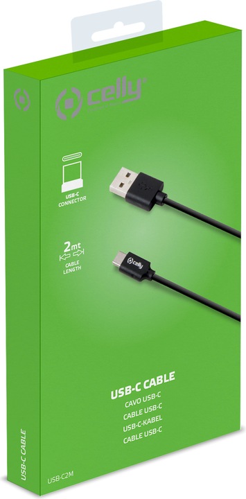 Immagine prodotto Celly Da USB-C a USB 2m nero 3.0 (2 m, USB 2.0)