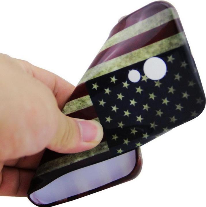 Produktbild König Design Schutzhülle Handytasche Etuis TPU für Handy Motorola Moto G2 Motiv Retro Fahne USA (Motorola Moto G2 (2nd Gen))
