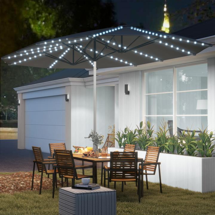 Immagine prodotto Outsunny Doppelsonnenschirm Polyester, Aluminium Dunkelgrau (2.67 m)