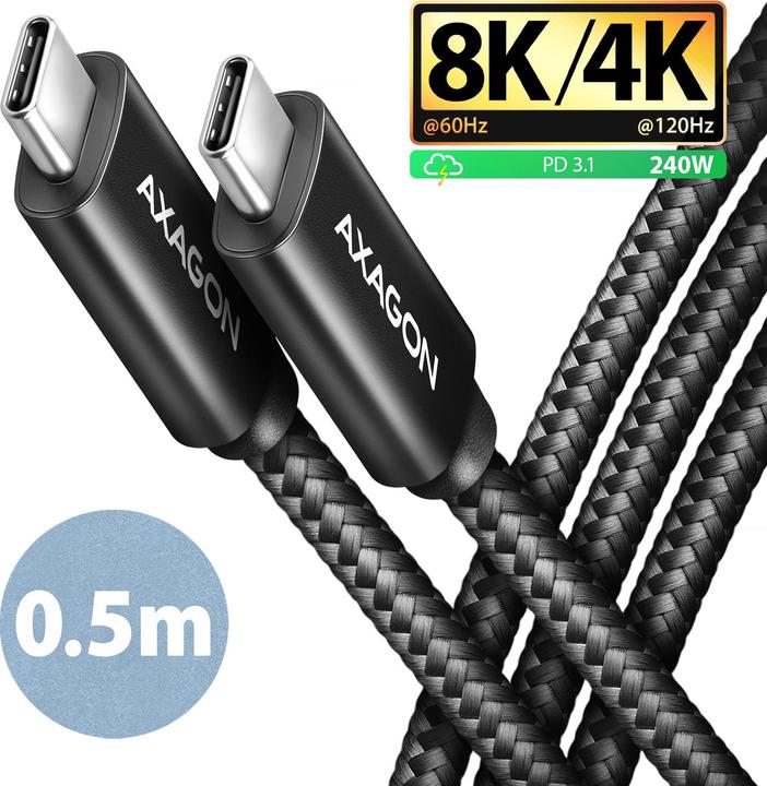 Produktbild Axagon BUCM4X-CM10AB NEWGEN USB-C <> USB-C 4 Gen 3x2 Kabel 0,5 m Schwarz (0.50 m, 240 W)