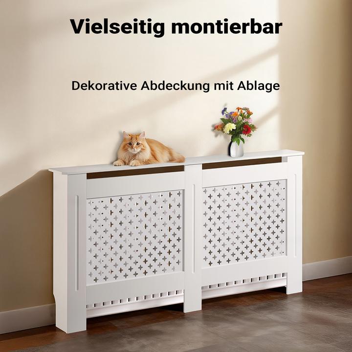 Produktbild Wiltec Toboli Heizkörperverkleidung weiss 152x19x82cm Heizkörperabdeckung MDF Heizkörper