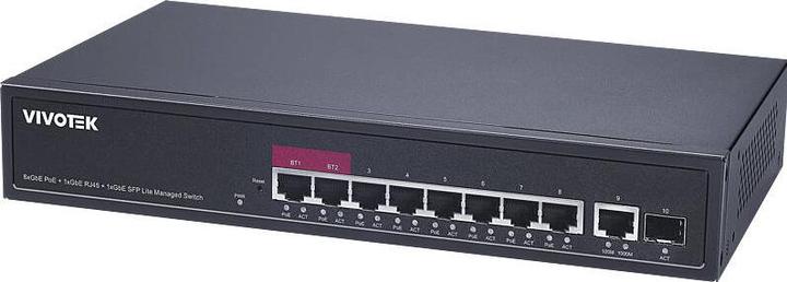 Image du produit Vivotek AW-GEL-105A-110 Commutateur PoE, 8xGE PoE + 1xGE UTP + 1xGE SFP (10 Ports)