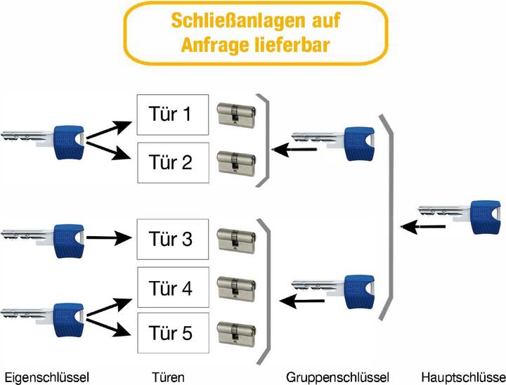 Actual product image Winkhaus Built-in double cylinder key Tec RPE, stock programme, 45/55, matt nickel-plated brass (Profile cylinder)