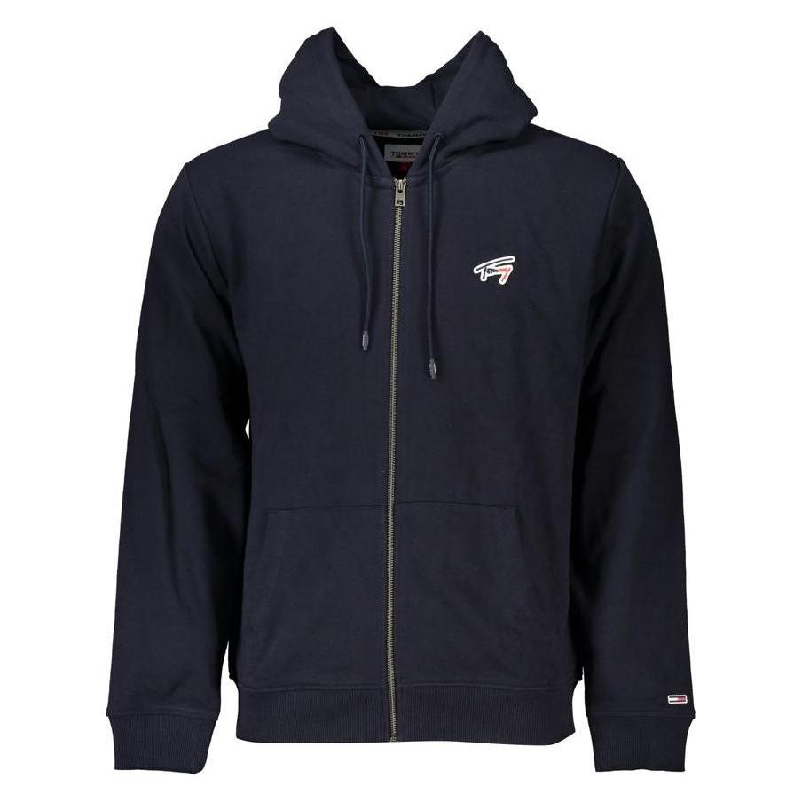 Tommy Hilfiger, Mannen, Springer, Blue Cotton Men's Hooded Sweatshirt, Blauw, (S)