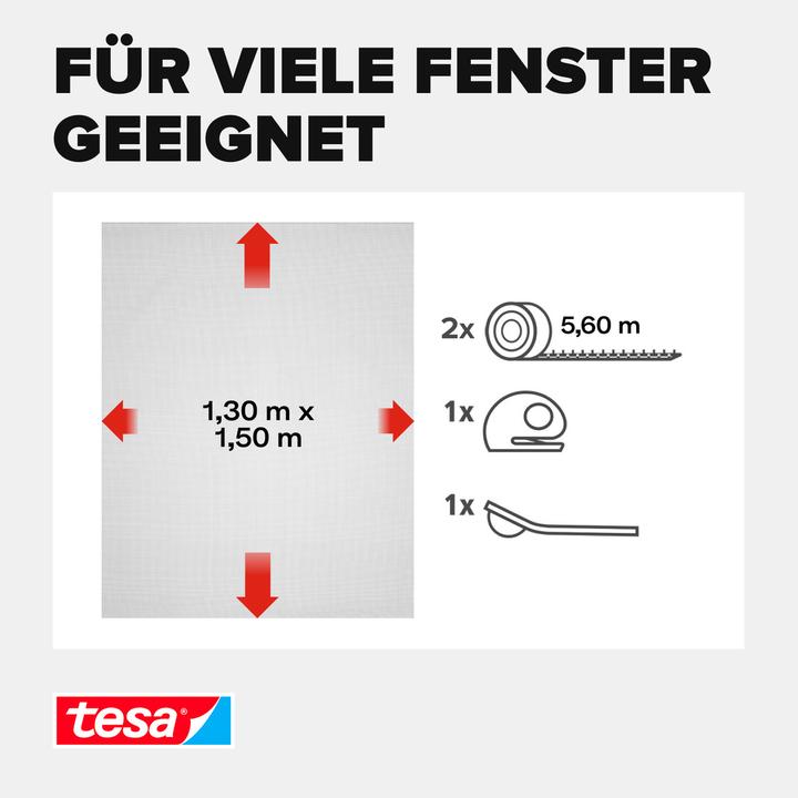 Actual product image tesa Insect screen COMFORT for windows, with Velcro tape, self-adhesive, without drilling (130 x 150 cm)