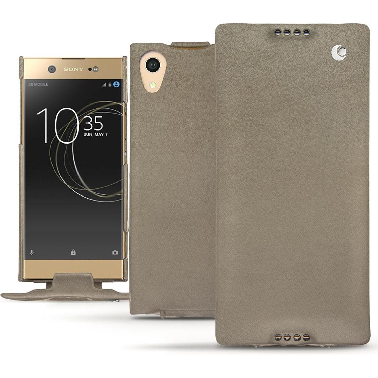 Noreve Lederschutzhülle vertikal (Sony Xperia XA1 Ultra), Smartphone Hülle, Beige