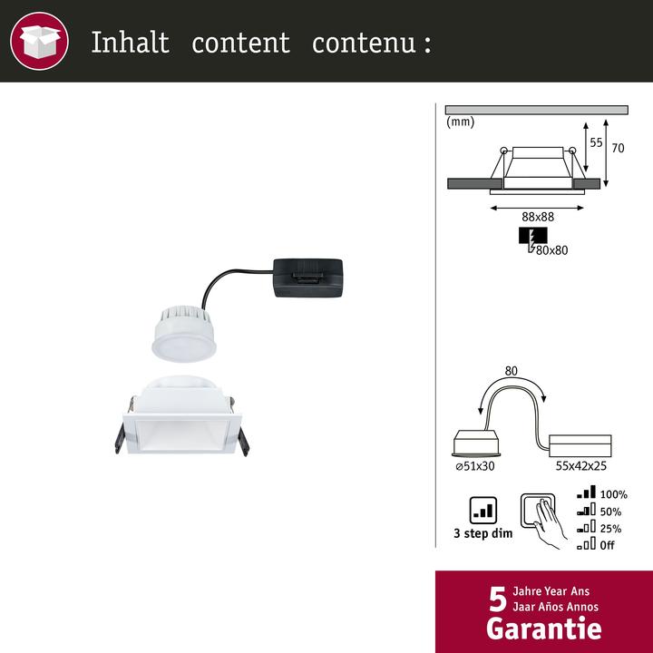 Produktbild Paulmann Einbauleuchte Cole 3-Step-Dim (470 lm)