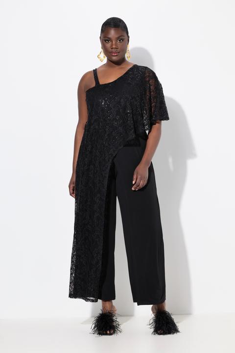 Produktbild Ulla Popken Jumpsuit, Spitzen-Überwurf, weites Bein, Pailletten (50, 52)