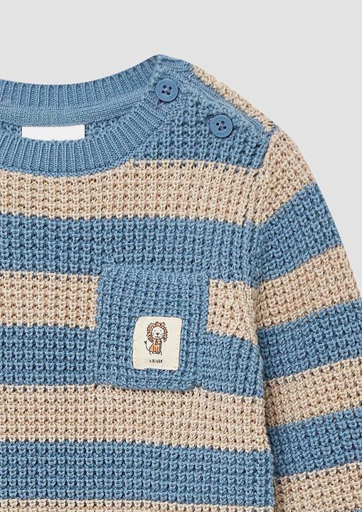 Produktbild s.Oliver Strickpullover Strickpullover mit Streifenmuster und Brusttasche (62)