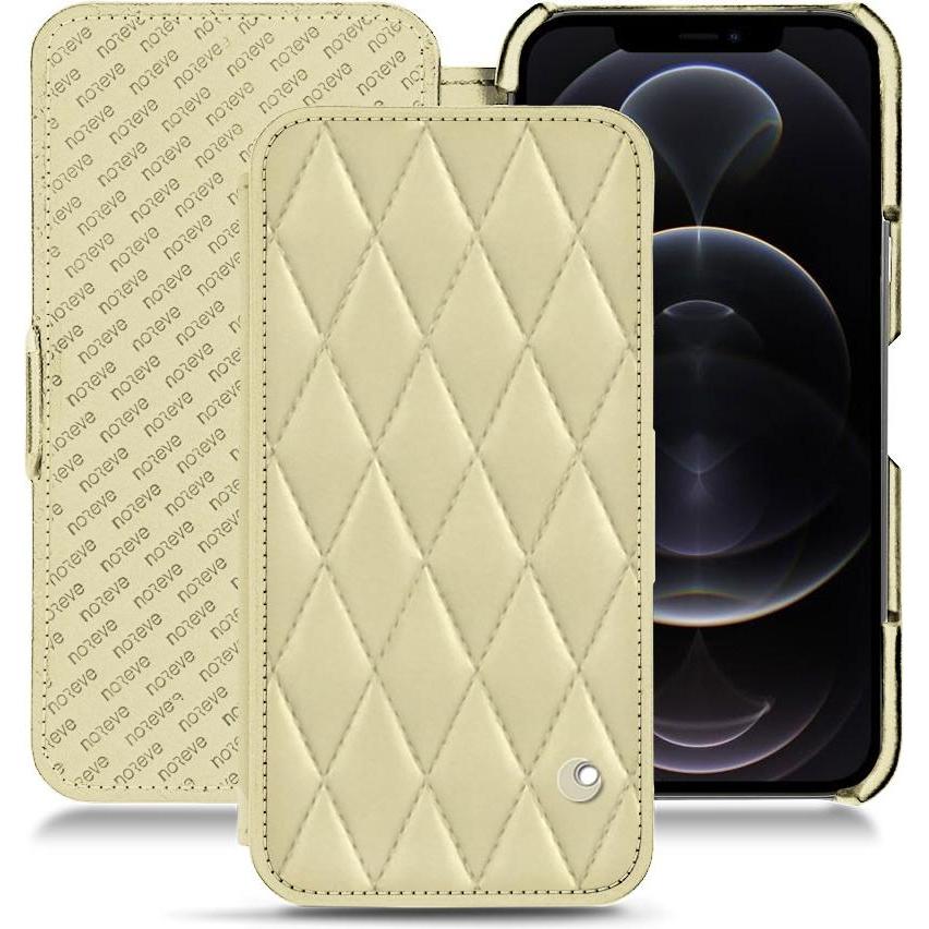 Noreve Lederschutzhülle horizontal (Apple iPhone 12 Pro Max), Smartphone Hülle, Beige