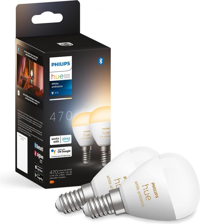 Produktbild Philips Hue White Ambiance Luster (E14, 5.10 W, 470 lm, 2 x, F)