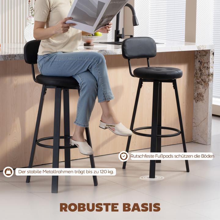 Produktbild Homcom Barhocker Kunstleder, Metall Schwarz