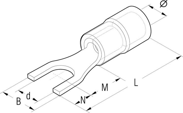 Actual product image Kalitec 10 GKSRU5 cable lugs fork cable lugs 0.5-1.5mm² I red partially insulated I PVC collar U5 I