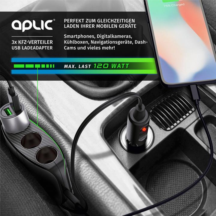 Produktbild Aplic 3-fach Zigarettenanzünder Adapter
