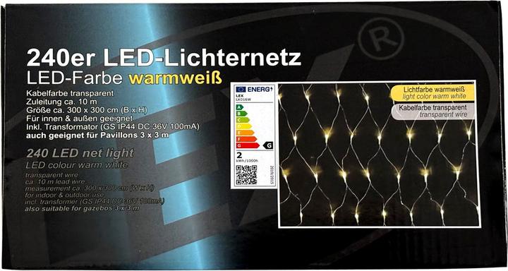 Mojawo 240er LED-Lichternetz warmweiss (3 m)