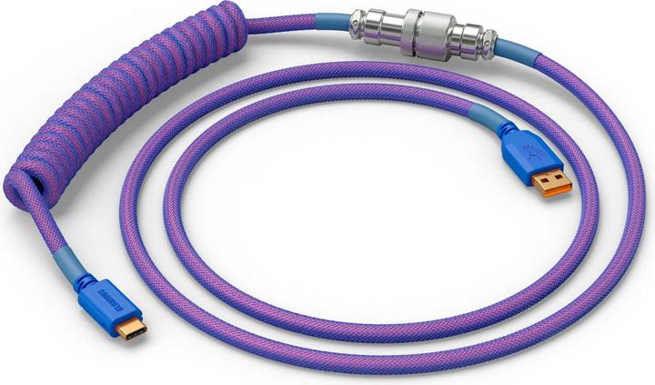 Glorious GMMK Coiled Cable Nebula, Spiralkabel, USB-C/USB-A - lila/silber