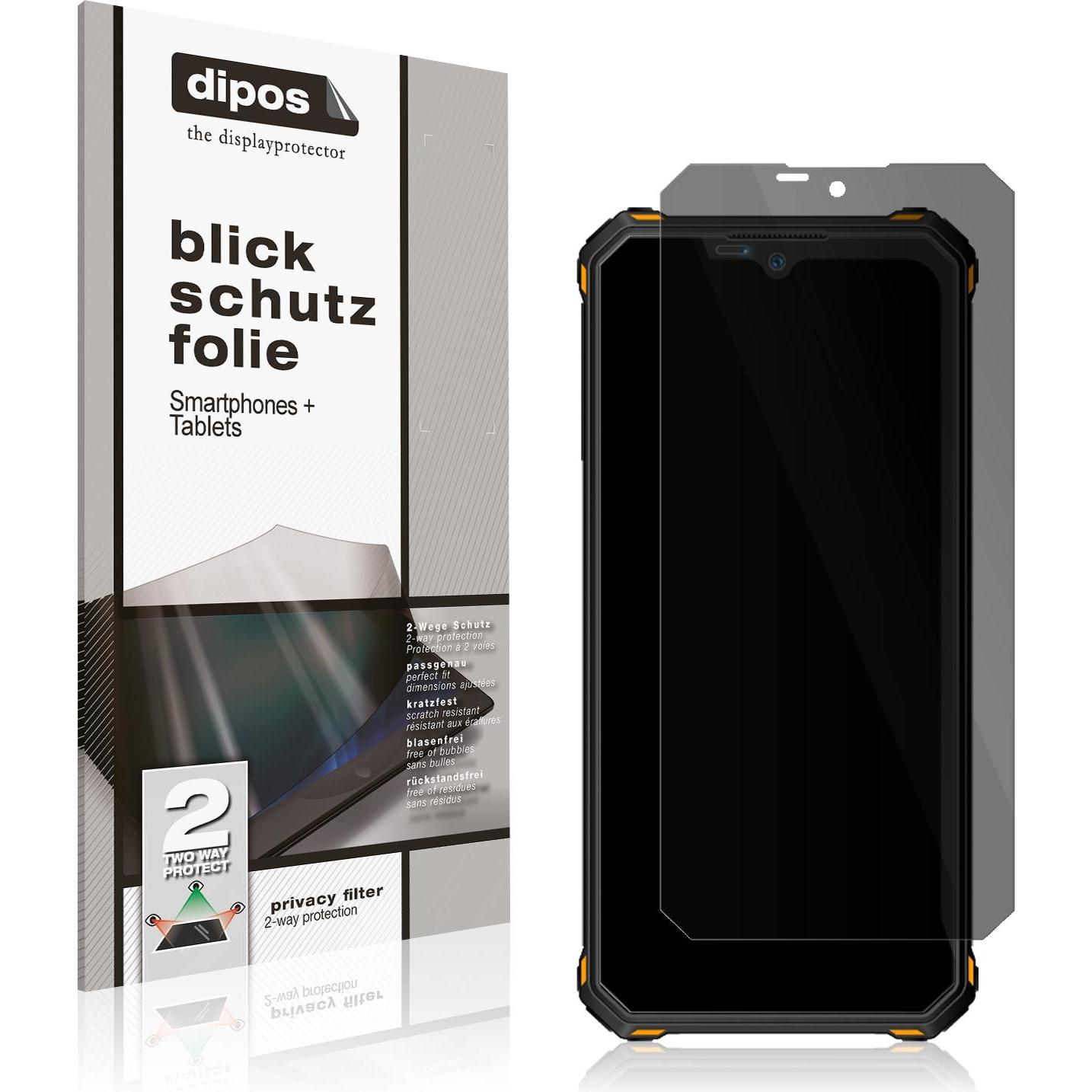 Dipos Blickschutzfolie 2-Way Anti-Shock (1 Stück, Oukitel WP15), Smartphone Schutzfolie, Transparent