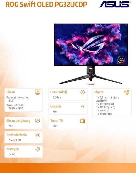 Produktbild ASUS ROG Swift PG32UCDP (3840 x 2160 Pixel, 31.50")