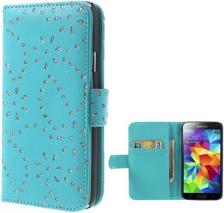 Produktbild König Design Handytasche Flip Strass für Handy Samsung Galaxy S5 / S5 Neo (Samsung Galaxy S5)