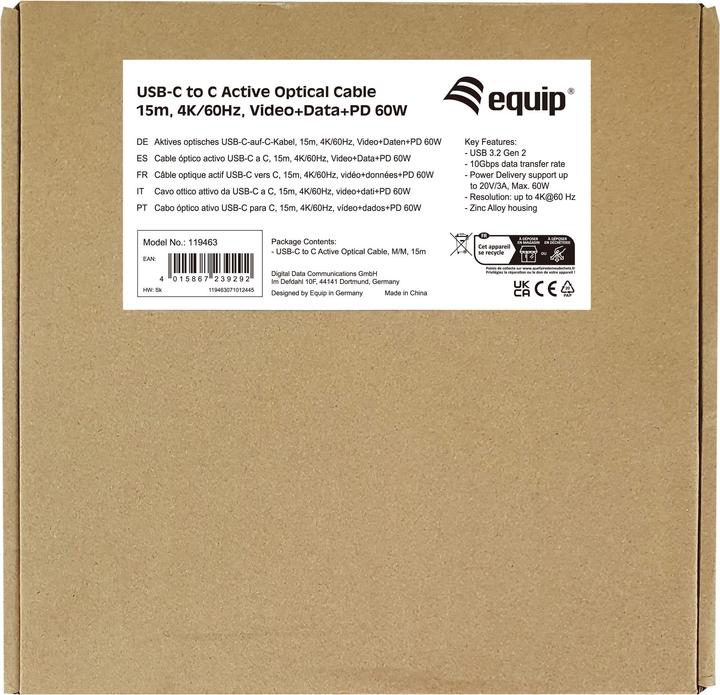 Image du produit equip Câble USB-C 3.2 -> C St/St 15.00m 3A 4K/60Hz sw (15 m, USB 3.2 Gen 2, 60 W)