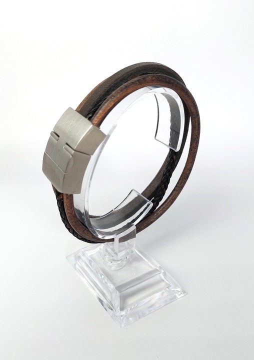 Produktbild Thomss Lederarmband No.21 Unisex Leder Braun & Edelstahlverschluss Umfang 21 cm (21 cm, Edelstahl, 100% Leder)
