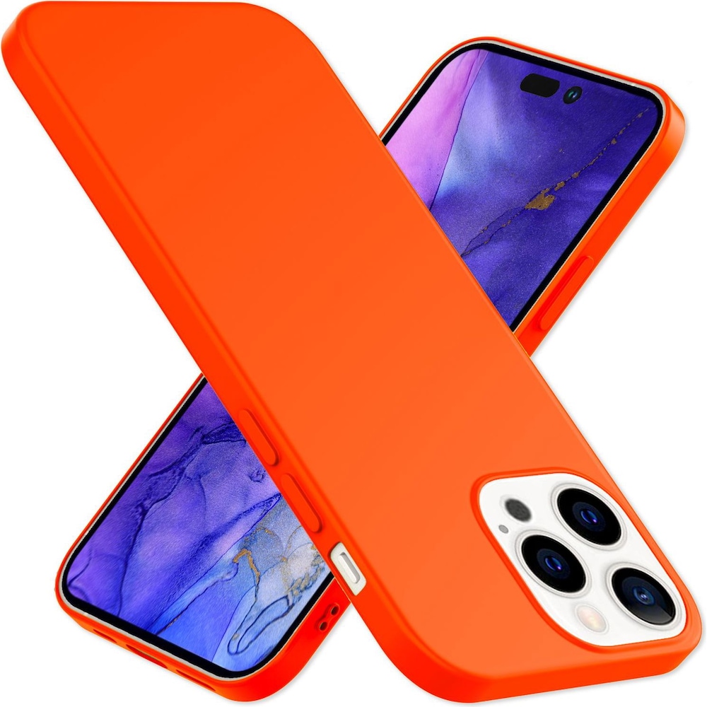 Nalia Neon Silikon Hülle (Apple iPhone 14 Pro), Smartphone Hülle, Orange