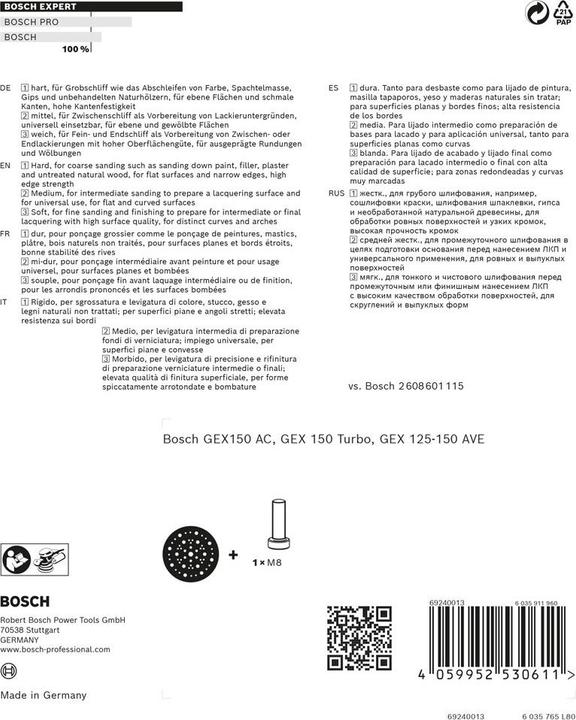 Produktbild Bosch Professional Zubehör EXPERT Multihole Stützteller für, 150 mm, hart (Grob)