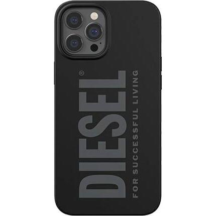 Diesel Silicone Case iPhone 12 Pro Max czarny/black 44278 (Apple iPhone 12 Pro Max), Smartphone Hülle, Schwarz