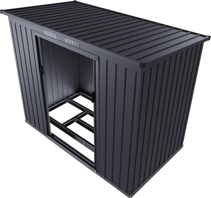 Actual product image Juskys Metall Geräteschuppen Gerätehaus M mit Pultdach - Dunkelgrau