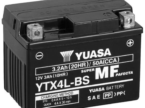 Actual product image Yuasa Motorcycle battery YTX4LBS (12 V, 3.20 Ah, 50 A)