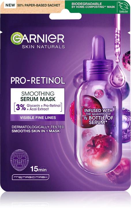 Image du produit Garnier Skin Naturals Pro-Retinol Smoothing Serum Mask - Masque lissant pour le visage 22.0g (22 g)