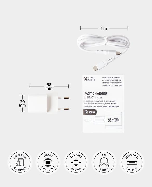 Produktbild Apfelkiste USB-C Schnellladegerät 20W PD (20 W, 1 Port)