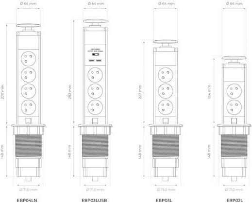 Produktbild Velleman 3-Fach-Steckdosenturm - Versenkbar - Stecker-Typ E (Französisches System) (3x, CEE 7/5, 1.40 m)