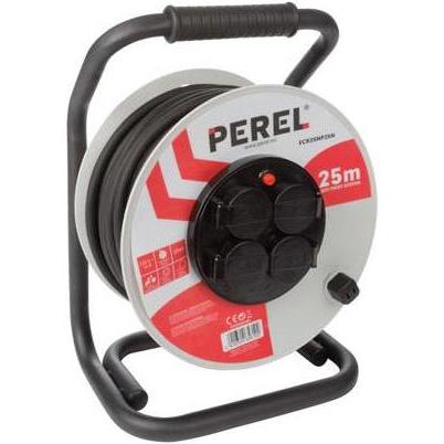 Velleman, Kabelrolle, PROFESSIONELLE KABELTROMMEL MIT 'ANTI-TWIST'-SYSTEM - NEOPREN - 25 m - 3G2.5 - 4 STECKDOSEN - STE....
