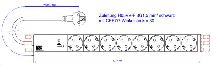 Actual product image Bachmann 800.3936 (8x, CEE 7/3, 2 m)