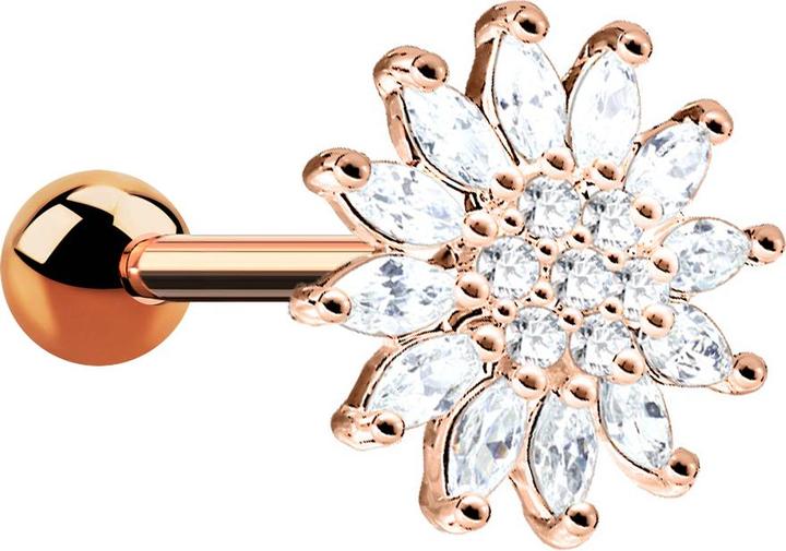Produktbild Star Piercing Micro Barbell rosegold Kristallblume (Chirurgenstahl 316L, Messing)
