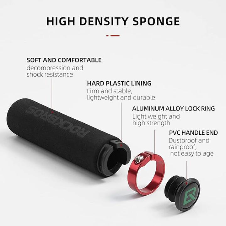 Immagine prodotto Rockbros Manopole per manubrio da bicicletta in spugna BT1001BKRD - nero e rosso
