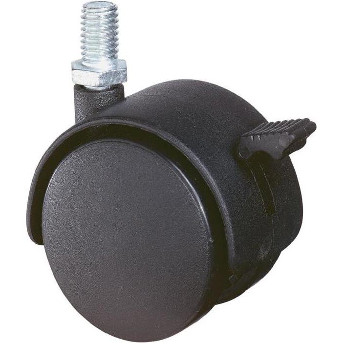 BS Rollen, Möbelrollen, Kunststoffdoppelrolle mit Feststeller Rad-Ø 50 mm Tragfähigkeit 40 kg M10 Polyamid schwarz RAL 9...