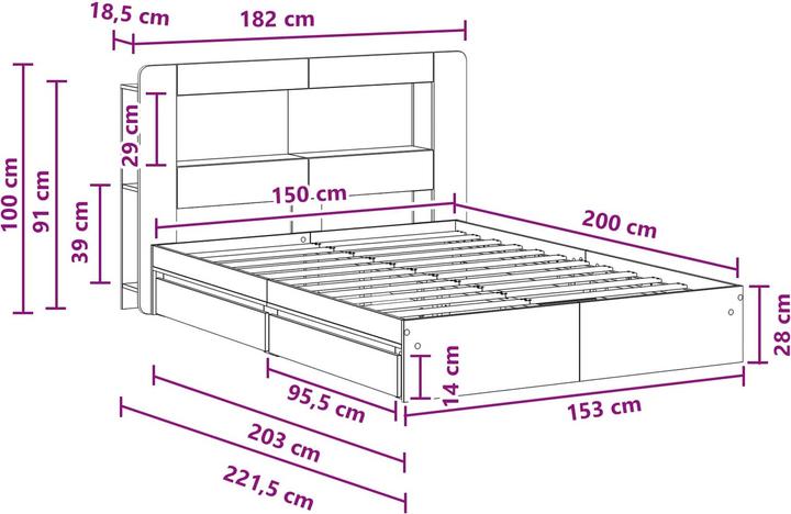 Produktbild vidaXL Bettrahmen (150 x 200 cm)