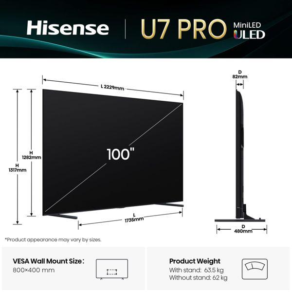 Produktbild Hisense TV TV 100U7Q PRO 100" Mini-LED 4K, 165Hz, 2'000 Nits (100", U7Q Pro, LED, 4K, 2025)