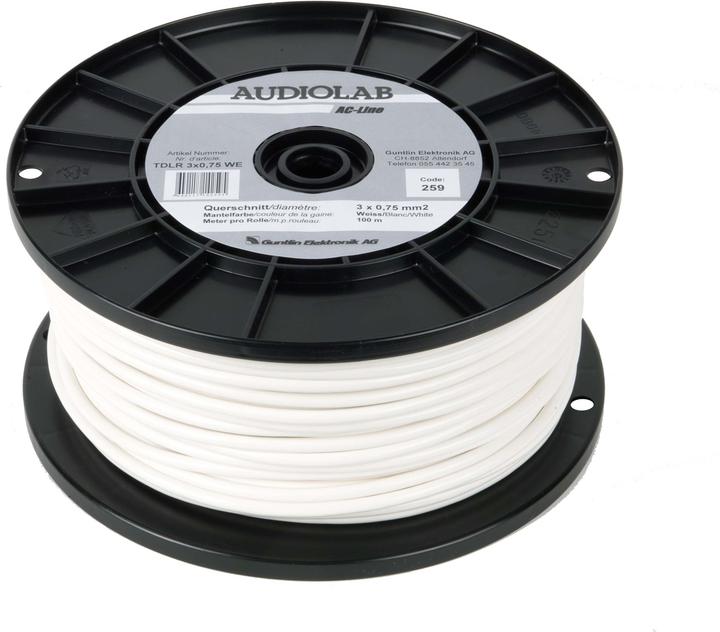 Actual product image Audiolab Power cable, round, white, PVC, 100m roll (100 m)