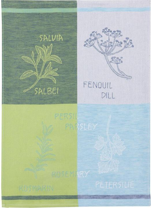 Kracht Pack of 3 half linen tea towels kitchen herbs (50 x 70 cm)
