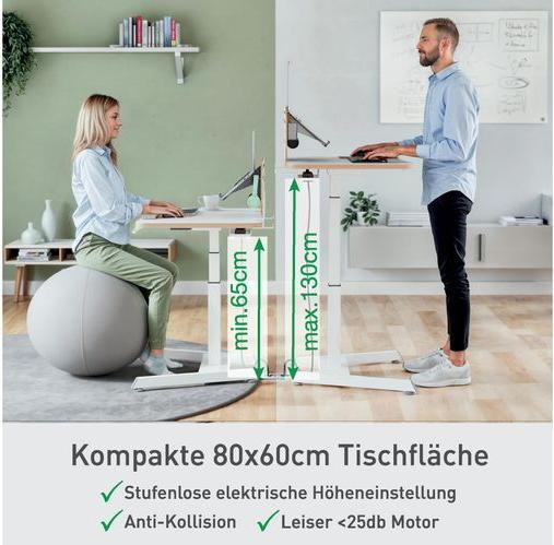 Actual product image Leitz Ergo Compact Workstation Electric height-adjustable desk (80 x 60 x 130 cm)