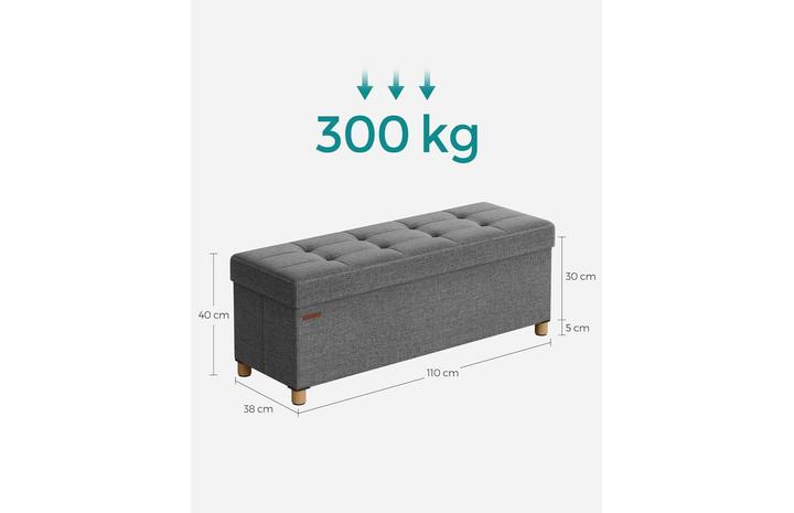 Produktbild Songmics Sitztruhe Ottomane 110 x 40 cm, Grau, Tiefe (110 cm)