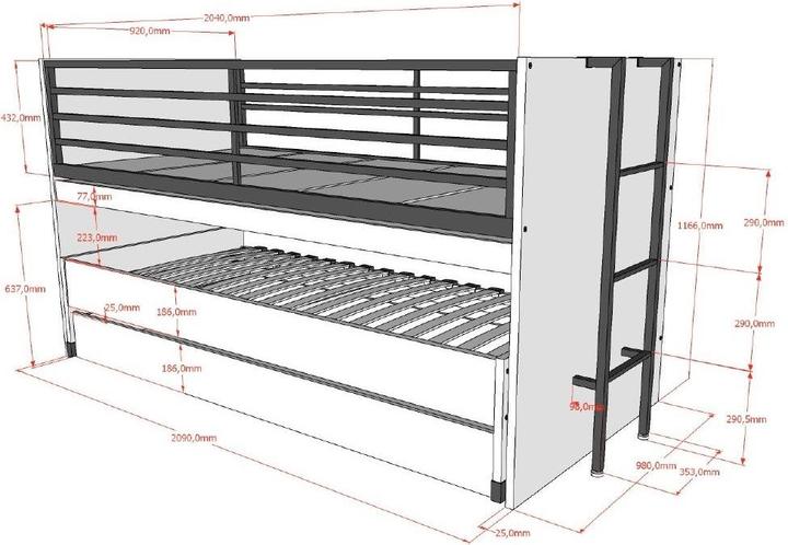 Actual product image Vipack Sam bunk bed with lots of function (90 x 190 cm)