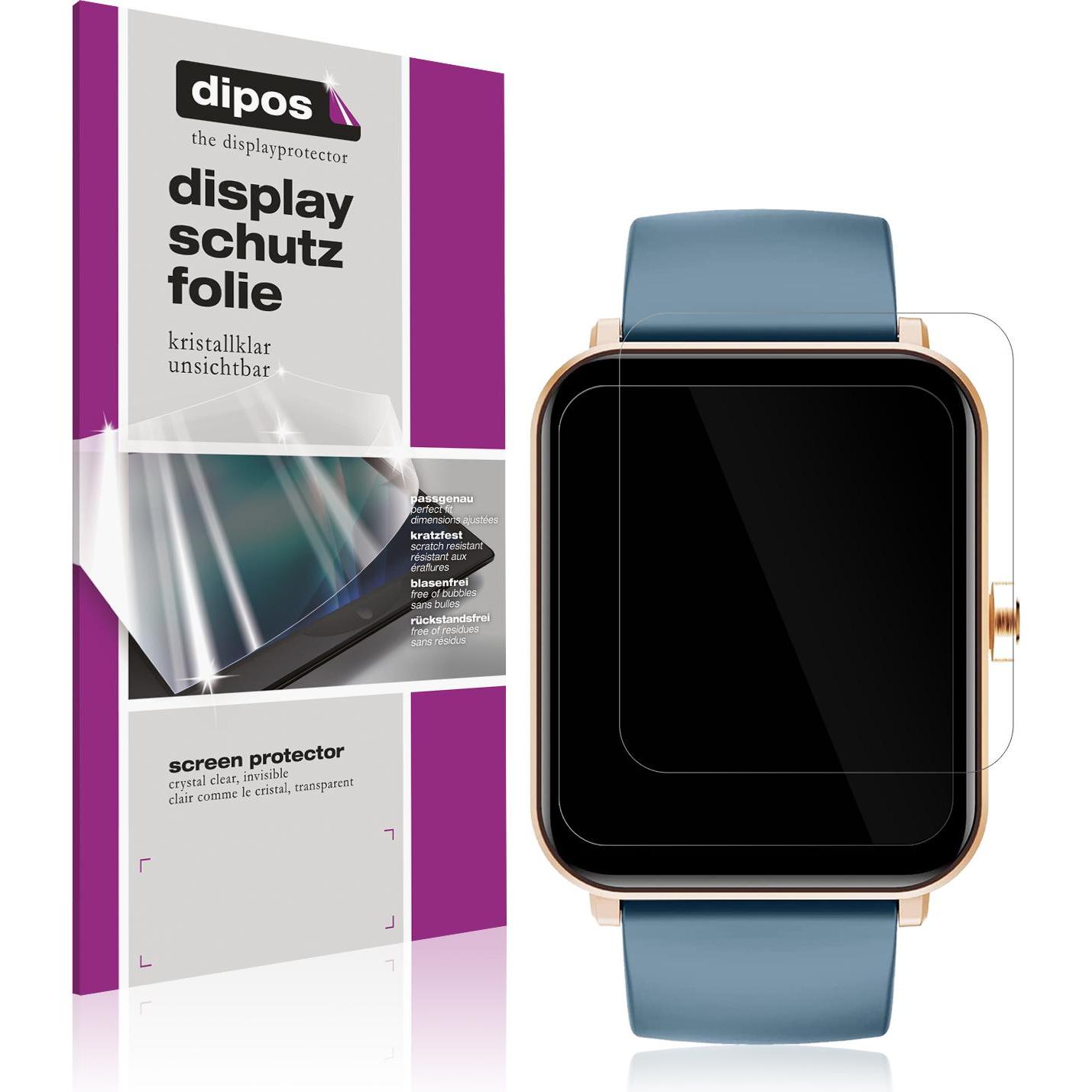 Dipos Displayschutzfolie Crystalclear, Smartwatch Schutzfolie, Transparent
